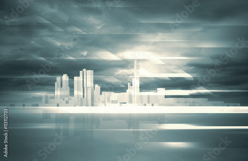 Abstract contemporary background. 3 d City