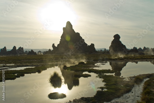 Lac Abbe (Lake Abhe Bad) with its chimneys, Republic of Djibouti photo