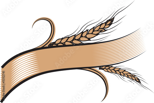 Decorated ribbon with two ripe wheat ears.