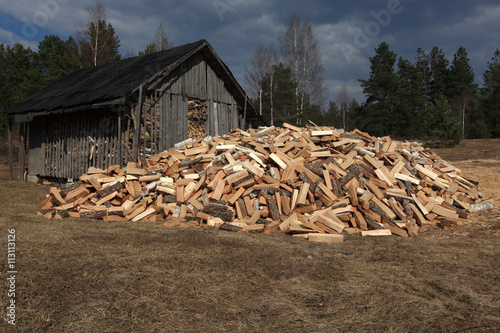Shed and the split fire wood
