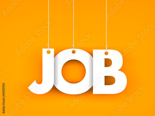 Job. Text hanging on the strings. 3d illustration