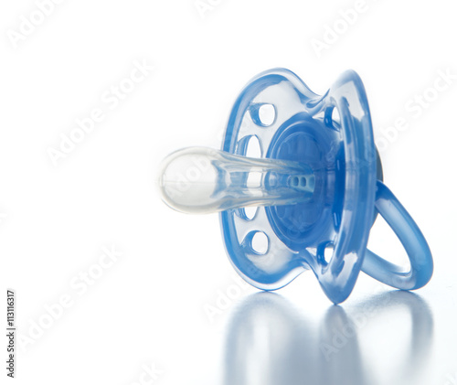 Fényképezés One blue plastic nipple pacifier soother isolated