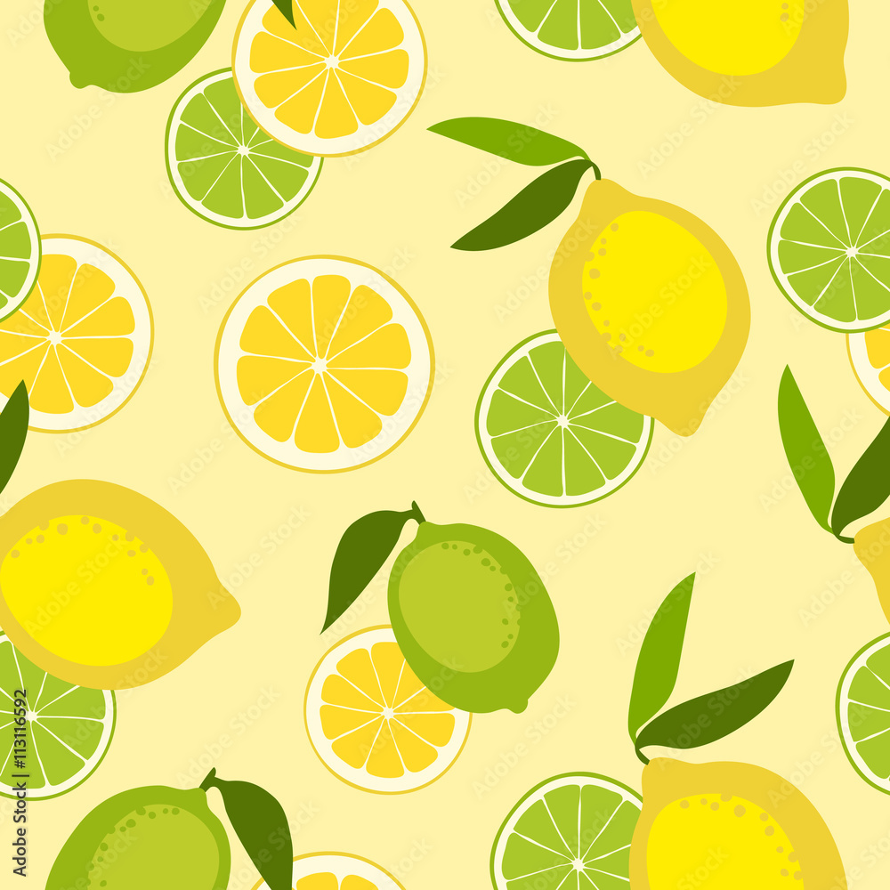 Seamless pattern with lime and lemon. Seamless pattern with lime and lemon.