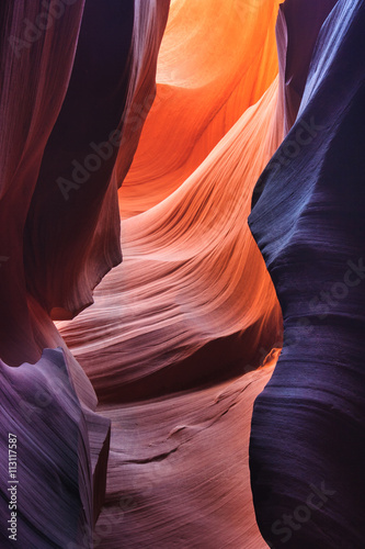 Colorful sandstone walls of Upper and Lower Antelope Canyon near Page, Arizona