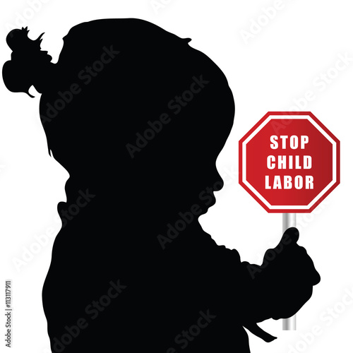 child with stop humain trafficking sign illustration