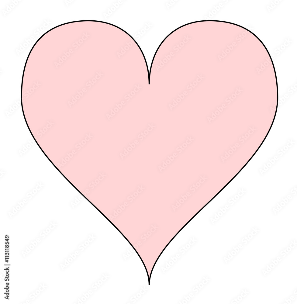 Simple light-red heart isolated over a white background.