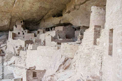 Cliff Palace, ancient puebloan village of houses and dwellings in Mesa Verde National Park, New Mexico,  USA