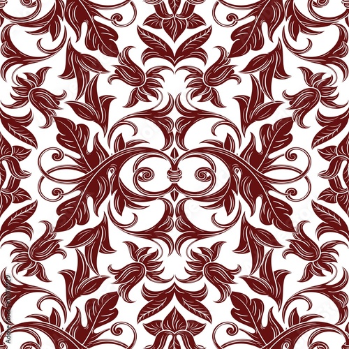 Red Floral Ornaments Seamless Pattern