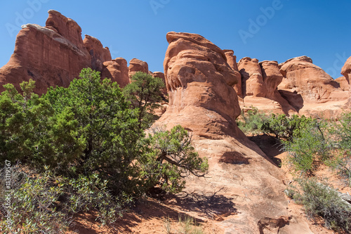 Scenic highway between Petrified Dunes and Fiery Furnace at Arches National Park, Utah, USA