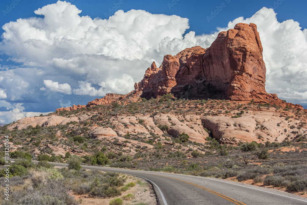 Scenic highway between Petrified Dunes and Fiery Furnace at Arches National Park, Utah,  USA