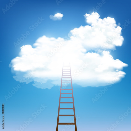 Stairway rises to the clouds. Stock vector.