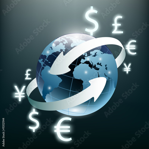 Money transfer. Global Currency. Stock Exchange. Stock vector il