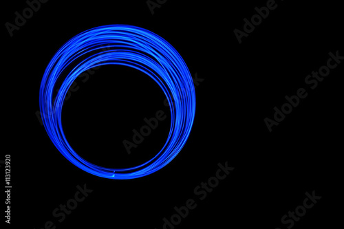 Blue Neon LED Long Exposure, LED Lighting Texture on Black Background