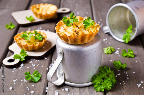 Homemade tartlets with cabbage