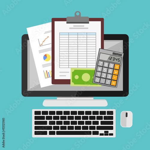 Tax or spreadsheet on desktop concept illustration.
