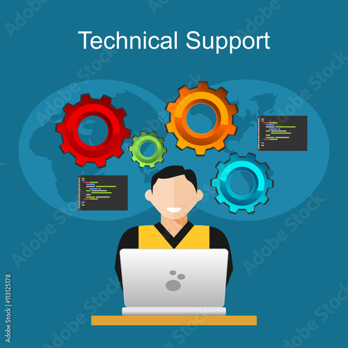 Technical support illustration. Customer support concept. Flat design illustration concepts for technical support, monitoring, development, management, working. 