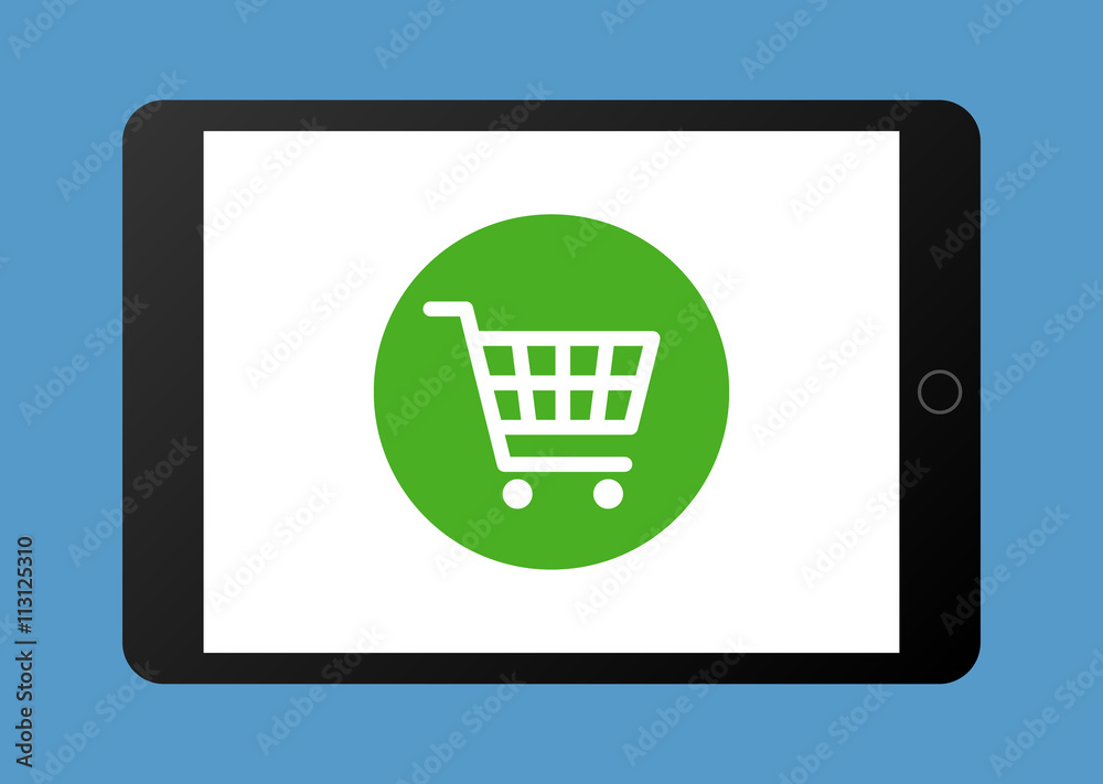 Online shopping on tablet flat vector illustration for apps and websites Online shopping on tablet flat vector illustration for apps and websites