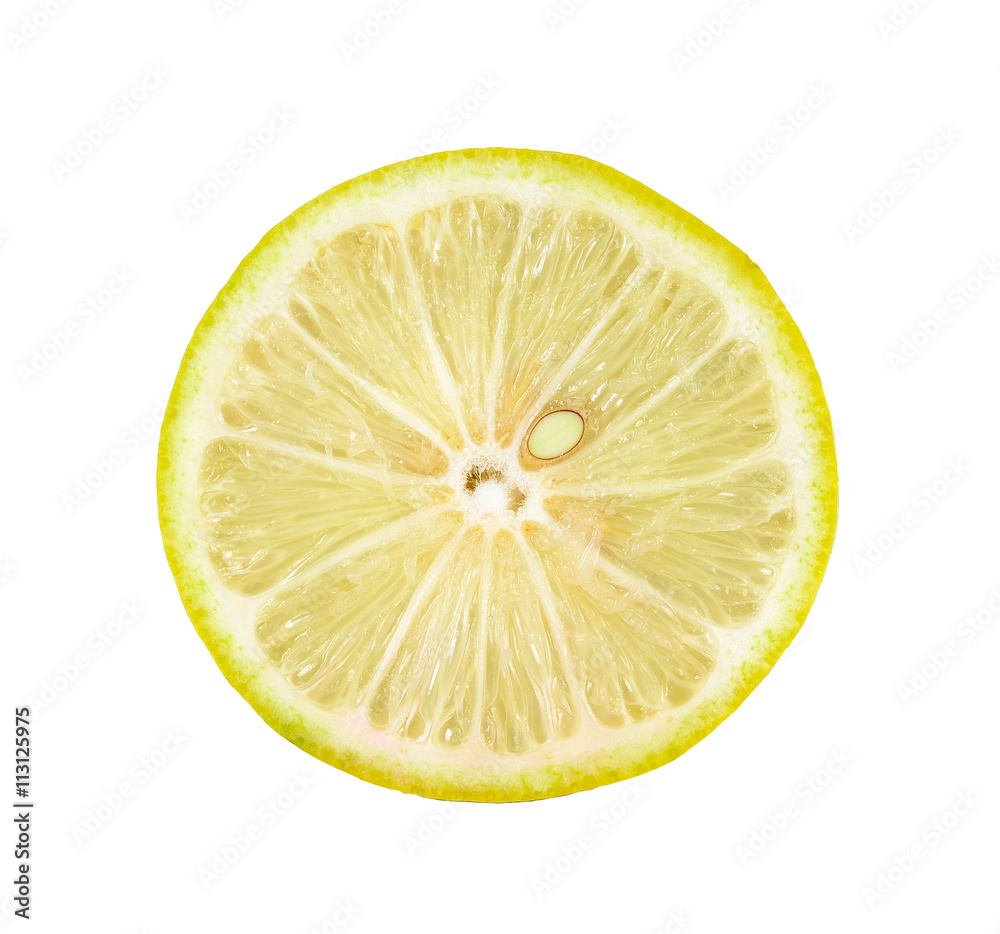 slice of lemon isolated on white background