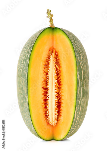 cantaloupe melon isolated on the white