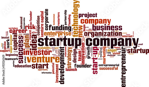 Startup company word cloud concept. Vector illustration