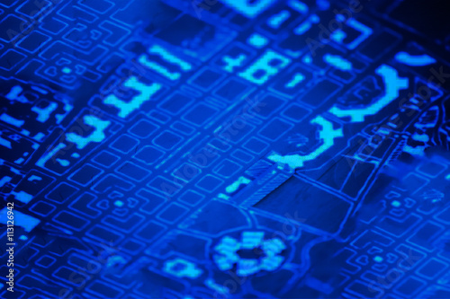 Diagonal blue computer pcb abstract illustration background © spacedrone808