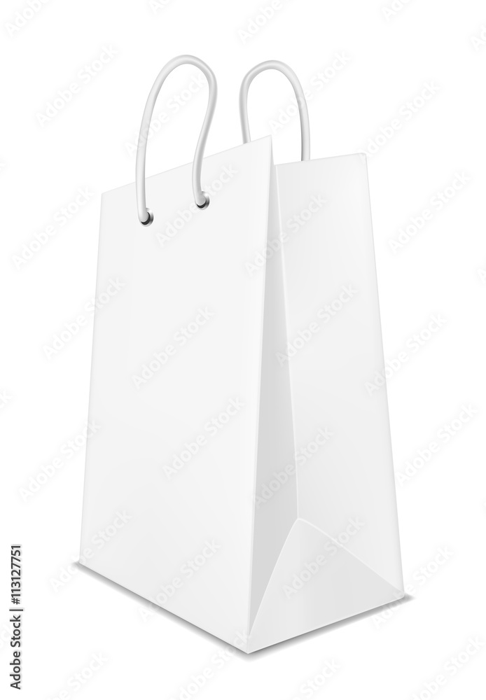 Vector illustration of white shopping paper bag Vector illustration of white shopping paper bag