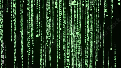 Matrix green code rain looping animation 