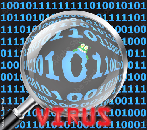 system virus detected/ cartoon virus bite computer code