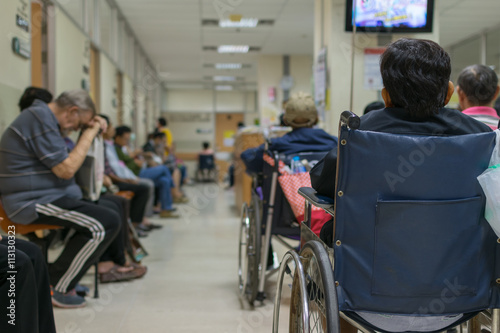 Patient waiting a doctor in hospital photo