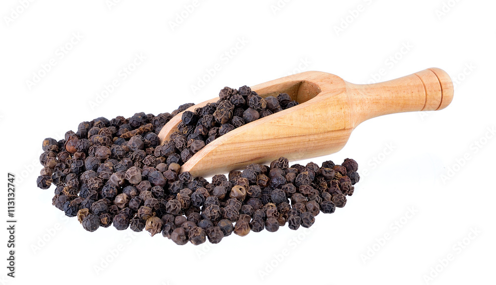 peppercorn in scoop isolated on white background peppercorn in scoop isolated on white background