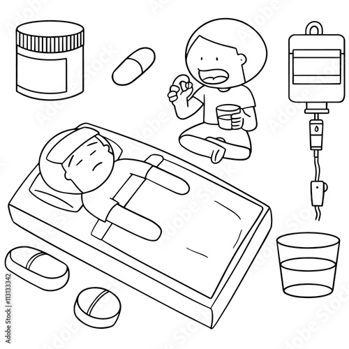 vector set of medicine and patient