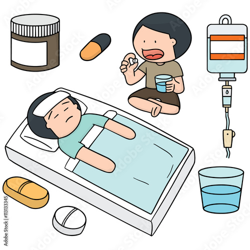 vector set of medicine and patient