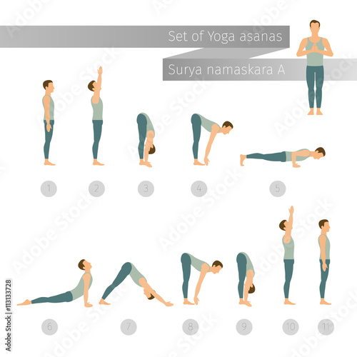Vector yoga set in flat style. 