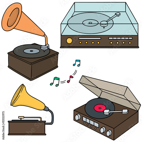 vector set of phonograph