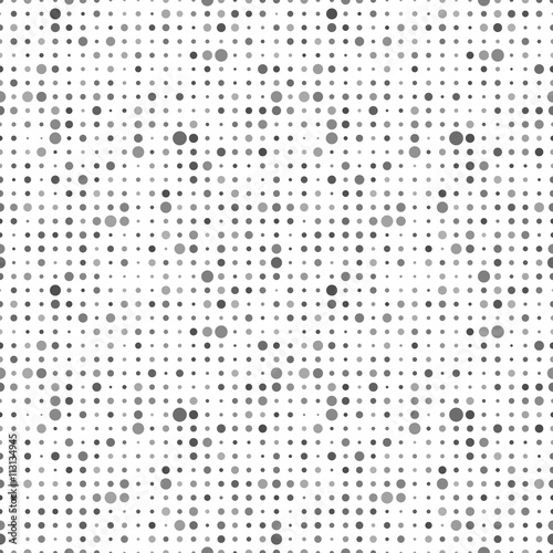 Gray dots on white, abstract seamless pattern