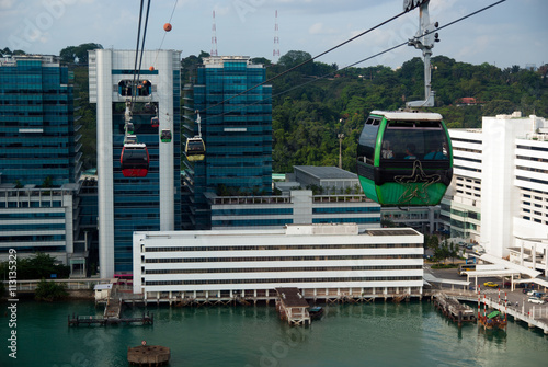 Fotografie Cable cars from Singapore to Sentosa Island