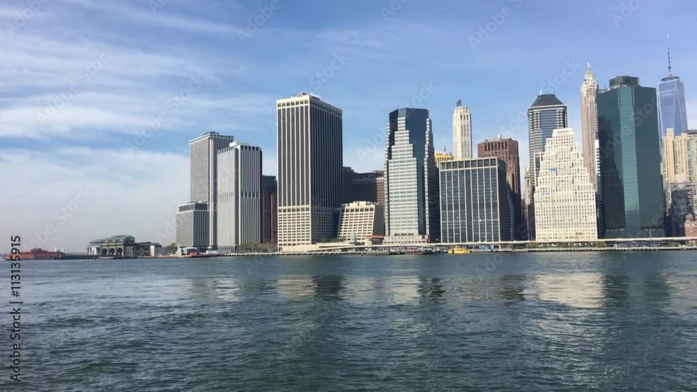 Downtown Manhattan with binoculars on foreground Downtown Manhattan with binoculars on foreground