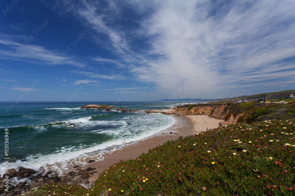 Pacific Ocean - California State Route 1 (Pacific Coast Highway) nearby Monterey, California, USA