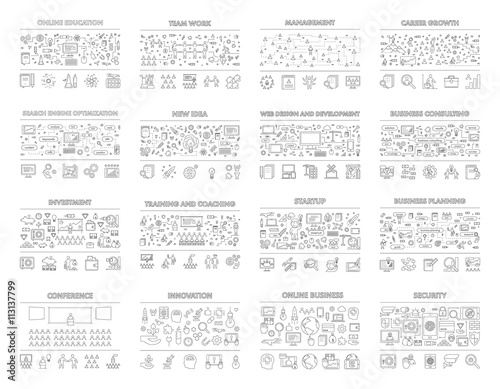 Vector set of horizontal line banners for business