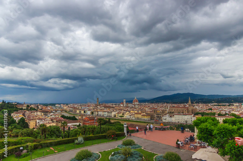 City panorama of Florence,Standing on the highest point of Piazzale Michelangelo, you can see the entire Florence, panoramic view of the entire city
