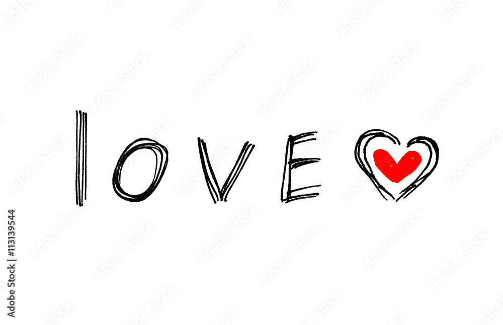 Word ''Love'' with abstract heart on white background Word ''Love'' with abstract heart on white background