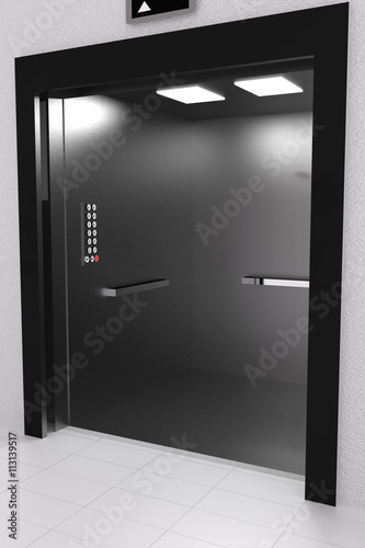 Fototapeta Naklejka Na Ścianę i Meble -  3D rendering of lift with door opening