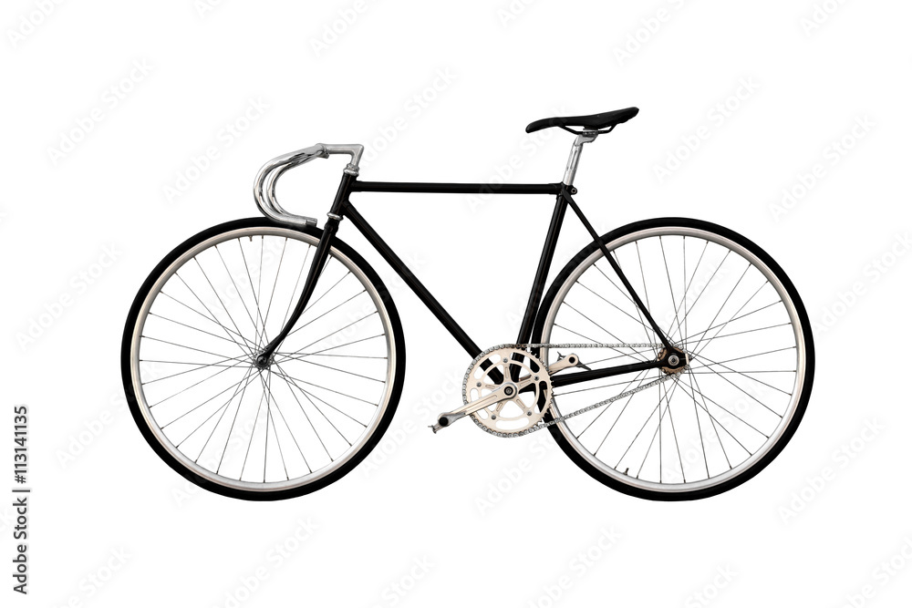 City bicycle fixed gear isolated on white background.