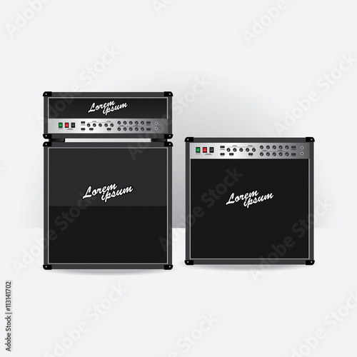 Guitar amplifier set vector illustration