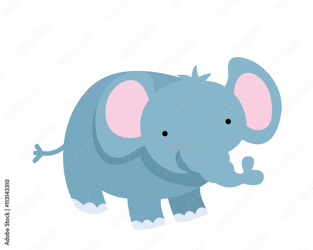 Flat Animal Character Logo - Elephant