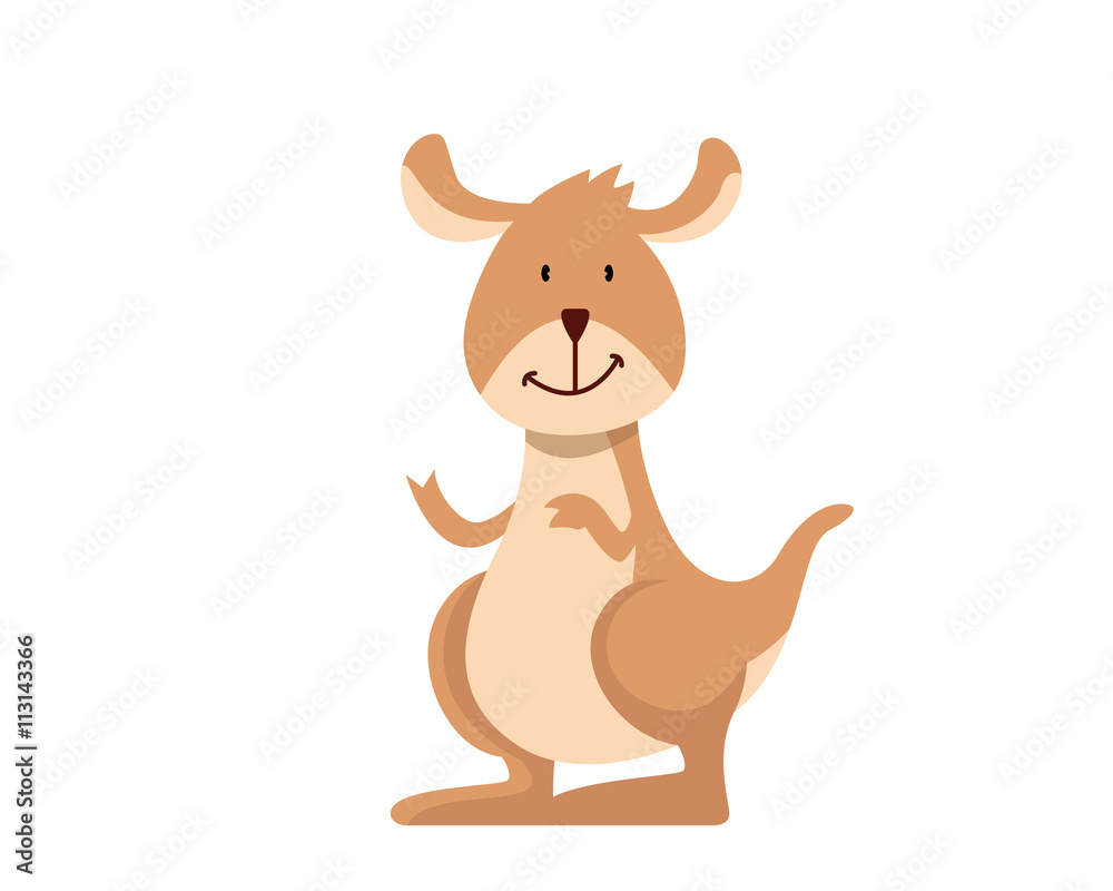 Flat Animal Character Logo - Kangaroo