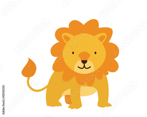 Fototapeta Naklejka Na Ścianę i Meble -  Flat Animal Character Logo - Lion