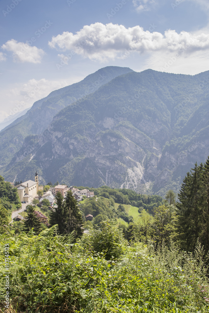 Mountain landscape of foothills of the Alps