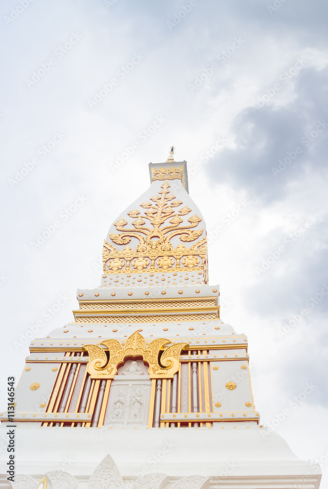 Chedi Prathat Panom with cloudy sky in Thailand public temple