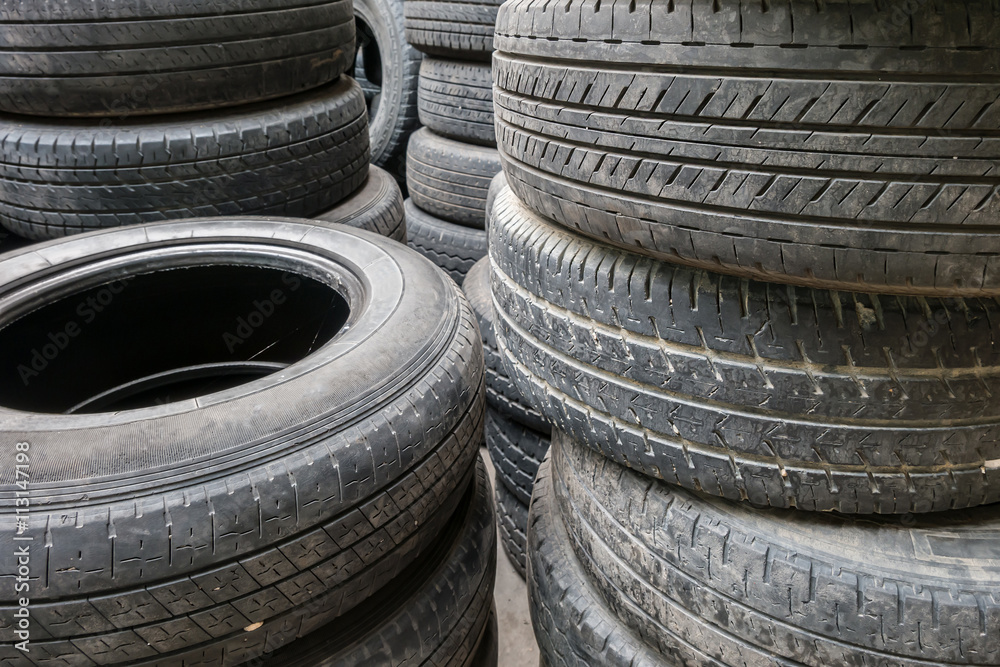 Close up stacks of old used tires for sale Close up stacks of old used tires for sale